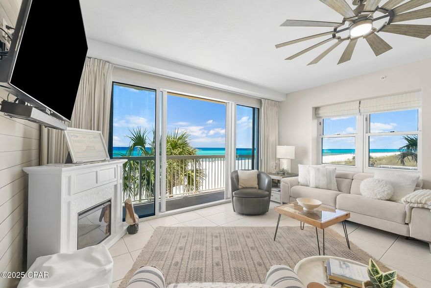 Welcome to Celadon Unit 109, a stunningly renovated, fully furnished 3-bedroom, 3-bathroom Gulf-front condo that perfectly blends coastal elegance, modern upgrades, and unbeatable views. Situated on the highly sought-after first floor, this west-end corner unit offers panoramic Gulf vistas and the convenience of direct access to the beach—no waiting for elevators!

Step inside to a beautifully updated space featuring new paint, a striking shiplap accent wall in the living room, and all-new light fixtures. The open-concept floor plan is designed to capture breathtaking water views from the living, dining, kitchen areas, and two of the three bedrooms, creating a seamless flow for relaxing or entertaining. No carpet here—this unit boasts tile flooring throughout, stylish furniture, and thoughtfully curated artwork for a truly turn-key experience.

A Primary Suite with Breathtaking Gulf Views
Designed for ultimate relaxation, offers an unparalleled front-row seat to the beach, with floor-to-ceiling glass sliders opening to the Gulf-front balcony. Wake up to the sight and sound of waves rolling onto the shore, enjoying stunning sunrise and sunset views without even leaving your plush king-sized bed. 

The spa-inspired en-suite bath invites you to unwind with a double vanity, a spacious walk-in shower, and a luxurious soaker tub—the perfect place to soak after a day in the sun. A large walk-in closet ensures plenty of storage space, adding to the suite's effortless comfort.

Thoughtfully Designed Guest Accommodations
The second bedroom provides a spacious retreat, easily fitting a king bed, making it a welcoming space for guests or family members and a west-facing window that frames breathtaking sunset views.  

The third bedroom is as functional as it is stylish, featuring custom built double bunks with integrated storage. Generous closet space throughout the condo, along with a walk-in laundry room complete with a full-size washer and dryer, ensures both practicality and ease of living. With accommodations for up to 10 guests, this condo is an ideal choice for family vacations, lucrative short-term rentals, or full-time coastal living.

Resort-Style Amenities & Prime Location
From sunrise to sunset, the expansive Gulf-front balcony is perfect for relaxing, entertaining, or simply soaking in the beauty of Panama City Beach. Residents enjoy a wide array of resort-style amenities, including:

✔ Beachside community pool (heated)
✔ Indoor/outdoor heated pool & hot tub
✔ Fitness center & community room
✔ Private beach access to 283' of sugar-white sands
✔ Tennis courts & media room
✔ Secure garage parking with climate-controlled walkover

Nestled on the quieter west end of Panama City Beach, this prime location offers the best of both worlds: serenity and convenience. Just 10 minutes west of Carillon Beach and 30A, and under 10 minutes east to Pier Park and Frank Brown Park, you'll have easy access to boutique shopping, waterfront dining, championship golf courses, and endless coastal attractions.

Whether you're looking for a high-performing vacation rental, a second home, or a full-time beachfront residence, this rarely available first-floor corner unit is a true gem on the Emerald Coast.

Don't miss this incredible opportunity—schedule your private showing today!