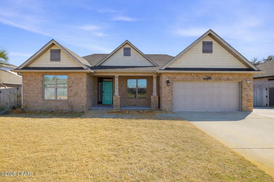 Beautifully maintained all-brick home offering 4 bedrooms plus an office/bonus room or optional 5th bedroom, 3 full baths, and 2,942 square feet of thoughtfully designed living space. Step outside to your private oasis featuring a 2025 gunite pool, hot tub, cabana, patio, storage building, and ready-to-plant garden boxes. This spacious open floor plan features numerous upgrades and is ideal for everyday living and entertaining. The living room features soaring vaulted ceilings, tall windows for natural light, and in-ceiling surround sound speakers. The expansive kitchen includes a large island with bar seating, stainless steel appliances, a butler's pantry, and a walk-in pantry. Luxury vinyl plank flooring runs throughout all main living areas, complemented by tall baseboards, crown molding, and tray ceilings. The split bedroom layout provides privacy for owners, family, and guests with separate full baths in each area. The oversized primary suite includes a sunroom extension, custom walk-in closet, garden tub, and separate tiled shower. The home is situated well above flood zones for added peace of mind. Additional highlights include an energy-efficient solar attic fan, ample attic storage, gutters, and French drains. The upgraded garage features LVP flooring, custom cabinetry with granite countertops, 12 recessed lights, a ceiling fan, and an insulated garage door--ideal for a workshop, home gym, or extra storage. Conveniently located near shopping, dining, and A+ rated schools in the Gulf Breeze School District, and just minutes from Pensacola Beach and Navarre Beach. Schedule your private showing today!