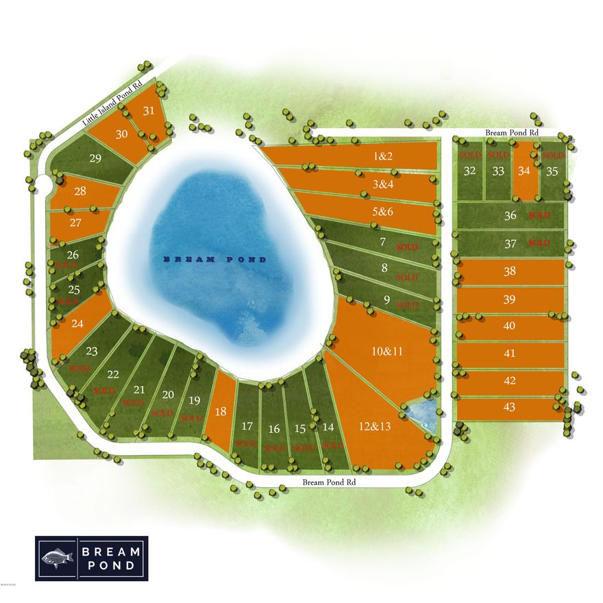 BREAM POND 1.7 ACRE LOT-OWNER FINANCING AVAILABLE-20% DOWN/20 YEAR AMORTIZATION/9% INTEREST/5 YEAR BALLOON-ATTENTION BUILDERS and DEVELOPERS - This is a Dream Property ready to BUILD-OUT. 40 separate parcels in a complete Subdivision surrounding and including Bream Pond in Northern Bay County. All Platted, Paved Roads, Underground Electric. With all of the recent Growth in the Sand Hills portion of Northern Bay County, this property is ready-to-go. This property is about 1/2 mile East of Hwy 77 and 1/2 mile South of Hwy 20 making it a very convenient location. Bream Pond is a Beautiful approximately 30 Acre Lake that is known for it's fishing. It has clean clear water and a white sand lake bottom making it a desirable Lake for swimming, kayaking ,  and other water activities.