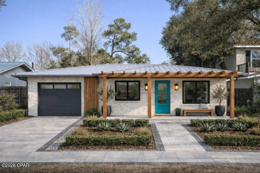 Modern coastal flip potential with major big-ticket items already addressed -- including architectural drawings. This deep 120' lot offers room for a pool and endless possibilities for redesign and expansion. Property has been stripped to the studs and is ready for transformation, allowing the next owner to customize the layout and finishes from the ground up for maximum space efficiency and value. New septic installed May 2026, HVAC replaced in 2022, and roof replaced in 2018/2019 following Hurricane Michael. Property appraised at $250,000 in February 2026. Seller intended to complete renovation, but personal circumstances have shifted plans, creating an excellent opportunity for an investor, flipper, or developer to step in and capitalize. NOT located in a flood zone. Seller open to financing. Sold AS-IS.