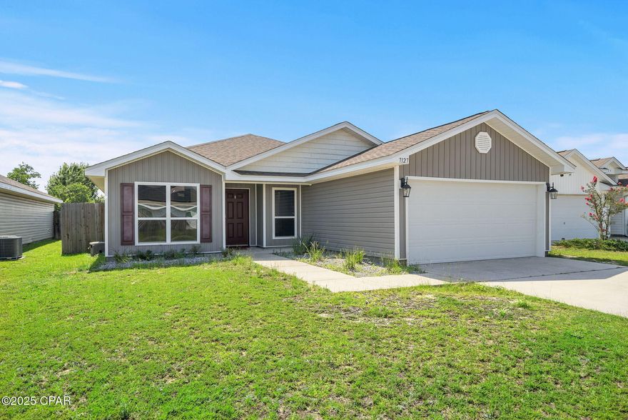 CURRENTLY UNDER CONTRACT, SELLER ACCEPTING BACKUP OFFERS Welcome to 7127 Penn Way, located in a desirable neighborhood in Panama City, FL. This beautifully maintained 3-bedroom, 2-bathroom home offers 1,546 square feet of living space and was built in 2019. Featuring fresh interior paint and a spacious 2-car garage, this home is move-in ready and ideal for families, professionals, or military personnel relocating to the area.

The open-concept floor plan offers a seamless flow between the living, dining, and kitchen areas, perfect for both entertaining and everyday living. Step outside to enjoy a fully fenced backyard, ideal for kids, pets, or hosting weekend gatherings.

Energy-efficient solar panels are included and will be paid off at closing, offering long-term savings and sustainability. The home is conveniently located close to major highways, making commuting a breeze. You'll be just 13 miles from Tyndall Air Force Base and 14 miles from the white sandy beaches of Panama City Beach.

This home offers modern comfort, energy efficiency, and a fantastic location—all in one package. Don't miss your chance to own a well-maintained property in a growing and highly sought-after community.
