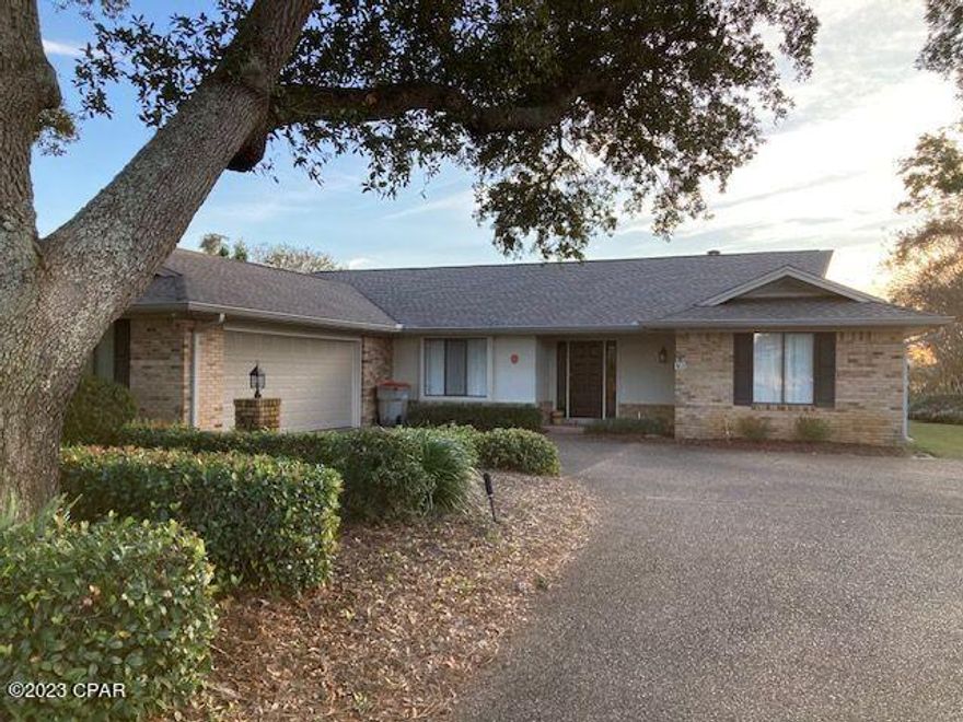 CURRENTLY UNDER CONTRACT, SELLER WILL CONSIDER BACKUP OFFERS  >>>  BAY POINT HOME... charming, all brick home in the fabulous resort of Bay Point.  Home is one-level, 3 bdrm, 2.5 baths, split floorplan.  Eat-in kitchen plus formal dining, spacious living room w/ fireplace and floor-to-ceiling views to the green space out back.  Perfect floorplan for entertaining as your guests mingle from kitchen to breakfast area to living room to dining room and back into the kitchen!!  Huge master w/ plenty of room for a king bed and a sitting area.  Master bath has double vanity, separate shower and garden tub, walk-in closet and skylight.  On the other side of the home are two guest rooms and a full bath.  Granite countertops in kitchen and baths.    Covered patio out back to relax and enjoy the view. Bay Point is known for its Jack Nickolas Golf Course, brand new marina, resort hotel w/ restaurants on-site, 24x7 staffed security in a gated community. Lots of activities and clubs. You will LOVE this neighborhood.  (all measurements approximate; please re-measure if important)