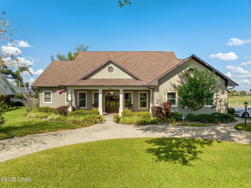 If you're looking for your forever dream home, look no further than this beautiful custom-built home in the desired community of the golf-cart friendly Panama Country Club located in beautiful Lynn Haven, Florida. Located just across the street from North Bay, this home has it all - 6 bedrooms, 2 flex rooms and 4.5 bathrooms, not to mention a gorgeous covered back patio and a large yard equipped with a fire pit and concrete pad.  This home boasts a spacious 3-car garage with dedicated space in the garage for storage. This home also comes equipped with interior and exterior Sonos speakers, a Halo system as well as hard wiring throughout. Come make your dream home a reality with this spacious home situated just a short walk to the neighborhood pool, clubhouse, and the popular golf course!