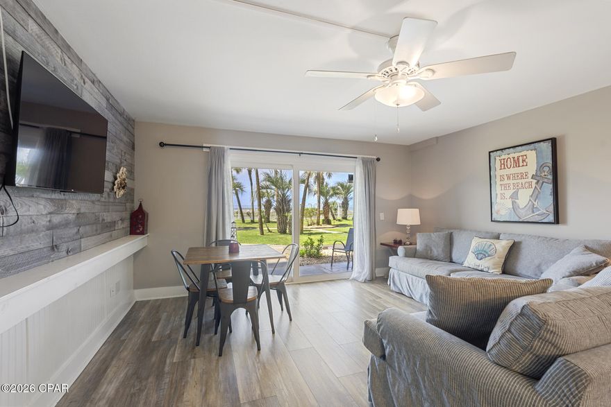 RARE GROUND-FLOOR GULF-FRONT UNIT Welcome to Unit 129 at The Summit, where beautiful Gulf views meet unbeatable convenience with direct access to the sugar-white sands of Panama City Beach. Walk straight from your patio to the pool deck and beach! Perfect for families who want easy access to the beach and resort amenities with no elevators required.

This condo has received over $50,000 IN UPGRADES and improvements (2022-2023) including a new stove, microwave, refrigerator, washer and dryer, HVAC system, updated flooring throughout, and new living room and kitchen furnishings. The resort has also completed exterior improvements including new windows, sliding glass doors, and balcony tile, enhancing both comfort and long-term value.

Inside, the open living space creates a relaxing coastal setting whether you're enjoying morning coffee or unwinding after a day on the beach. The kitchen offers generous counter space and full appliances, while the in-unit washer and dryer add everyday convenience.

The layout comfortably accommodates guests with a private primary bedroom, hallway bunk beds, and a 1.5-bath configuration with tub/shower combination. The condo is approved to sleep up to six guests and is being sold fully furnished and rental ready.

Professionally managed by Azure-Properties with strong rental momentum already in place with approximately $33,000 IN FUTURE RESERVATIONS currently on the books. Ground-floor units like this are highly sought after by guests for their direct pool and beach access.

Owners and guests at The Summit enjoy resort-style amenities including:

• Two large beachfront pools
• Hot tubs and fitness center
• Tennis and basketball courts
• Shuffleboard, picnic, and grilling areas
• Direct beach access
• On-site tiki bar, market, and Bikini Bob's restaurant
• Gated entry with on-site security and ample open parking

Located in the heart of Panama City Beach, just steps from shopping, dining, and entertainment.  Summit Resort is on Thomas Drive near St. Andrews State Park, and walking distance to the massive 30,000-square-foot Tootsie's Orchid Lounge (opening soon).   Other nearby attractions include Ripley's Believe It or Not, WonderWorks, Shipwreck Island Water Park, ZooWorld, Shell Island excursions, Topgolf, Dolly Parton's Pirates Voyage Dinner & Show!

Whether you're searching for a beachfront getaway, second home, or an income-producing investment, this ground-floor Gulf-front unit offers outstanding convenience, strong rental potential, and direct beach access.

All information deemed reliable but not guaranteed. Buyer to verify all information deemed important.