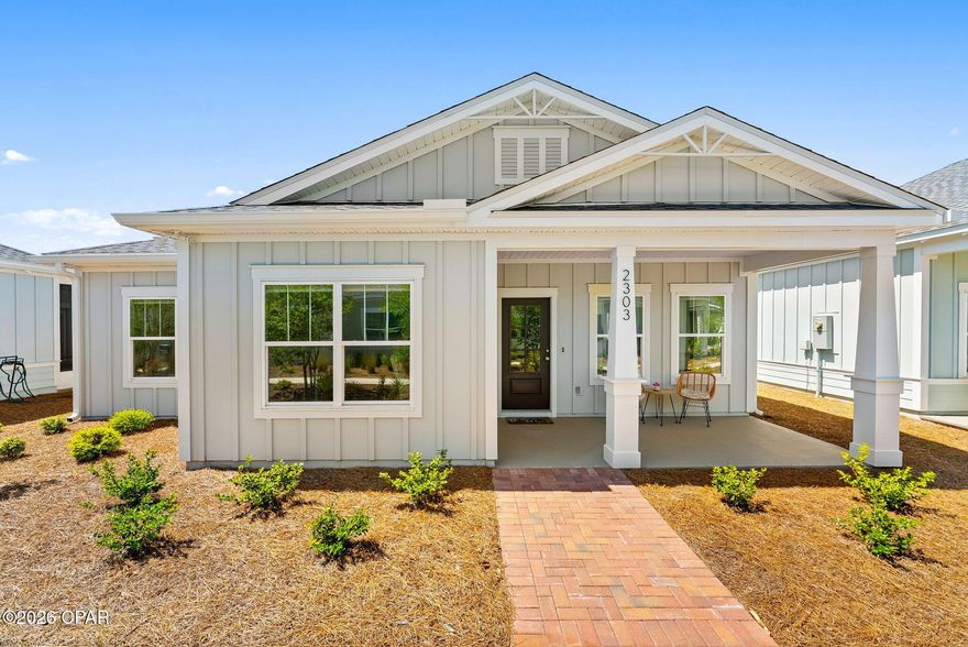 This low-maintenance Florida Cottage is located in the popular waterfront community of SweetBay! Perfect for those ready to spend less time on yard work and more time enjoying the sweet lifestyle SweetBay has to offer.

This open-plan paired home features large covered porches and an attached two-car covered carport. Inside, you'll find granite countertops, stainless steel appliances, and luxury vinyl plank flooring throughout the main living areas. The primary bedroom includes a spacious walk-in closet and a beautifully tiled shower.
The owner has also made several thoughtful upgrades including gutters around the home and an insulated panel roof system over the back porch, along with pavers that extend the outdoor living area -- creating a great space to relax or entertain.
The front of the home overlooks a charming community green space with a sidewalk winding through it, a gazebo that's perfect for gathering and chatting with neighbors, and a playground located just across the street.

SweetBay is a walkable, golf-cart-friendly community offering truly unmatched amenities including a dock with Bay and Gulf access, boat launch for kayaking, a private beach, paddle boarding, fishing, parks, resort-style pool complexes, sports courts, and miles of scenic trails. The Publix-anchored town center -- featuring Starbucks and local dining options -- adds even more convenience to this vibrant coastal neighborhood.

New updated professional photos will be added within by 4/11/26