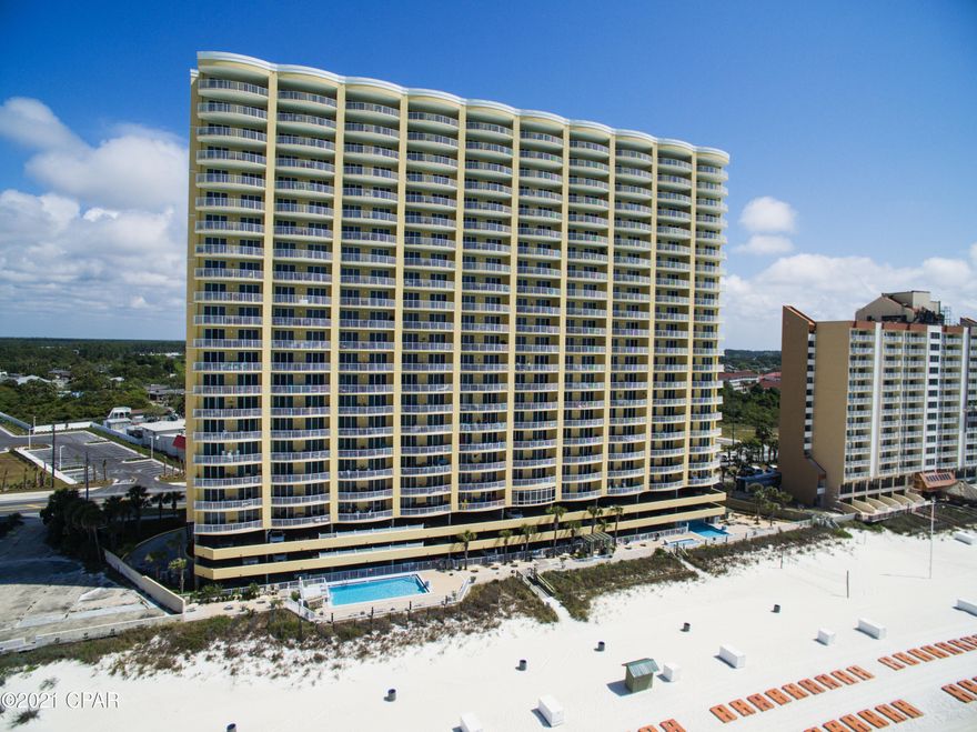 UNDER CONTRACT TAKING BACKUP OFFERS! Completely renovated unit available at the most desired location in West Panama City Beach, FL. 4th floor unit (lowest available) is perfect for owners with pets. Location was used as 2nd home and has not been in the rental program. Renovations completed in the last 18 mos include new crown molding, baseboards, drywall repair and completely repainted. Solid wood cabinets with easy glide drawers/doors and granite (2020). New bamboo vinyl flooring w/moisture barrier (2020). New gentle glide titanium ball bearings on both sliding doors (2020).All new stainless steel appliances. New sofa and loveseat. Sofa w/upgraded mattress (never used) all with Scotch Guard protection(2019). A/C & water heater replaced in 2018. Warranty paperwork on all appliances, A/C, water heater, & furniture available.All other furnishings are original to purchase in March 2015. Perfectly situated away from elevators but only two doors from management office. Property manager voted best on the beach numerous times, 24 hr security, 3 level parking garage below unit w/additional 2 story parking available across street, HOA constantly updating facility. 2 pools located on property, gas grills,workout facility, and literally steps from the perfect white sand beach w/incredible Gulf views. Buyers to verify all important information