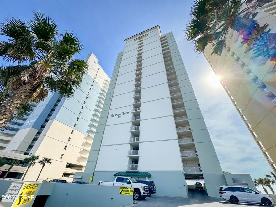 Discover the beauty of Gulf Views and Coastal living in this inviting 3-bedroom, 3-full bath condo, nestled along the picturesque emerald water. New A/C Unit replaced in July 2024! 
The kitchen is adorned with granite countertops and stainless steel appliances. The microwave, dishwasher, refrigerator, and washer/dryer were replaced in 2022, as well as the LVP flooring. Wake up to stunning views from the Master Bedroom, offering direct access to the large and spacious balcony overlooking the endless expanse of the Gulf. Sliding Glass Doors were also replaced in 2022.
Ocean Ritz, a cozy 23-story high-rise, provides a tranquil escape with only 3 condos per floor, offering a sense of serenity and seclusion. Enjoy on-site amenities such as a heated gulf front pool, soothing hot tub, well-equipped exercise room, and rejuvenating sauna. The building recently passed its milestone inspection required by the State of Florida.
Convenience is key with an assigned parking space right at the front of the building, ensuring easy access for your beachfront property. Close to the Marina, Dining, and Entertainment. Check out this charming condo today!