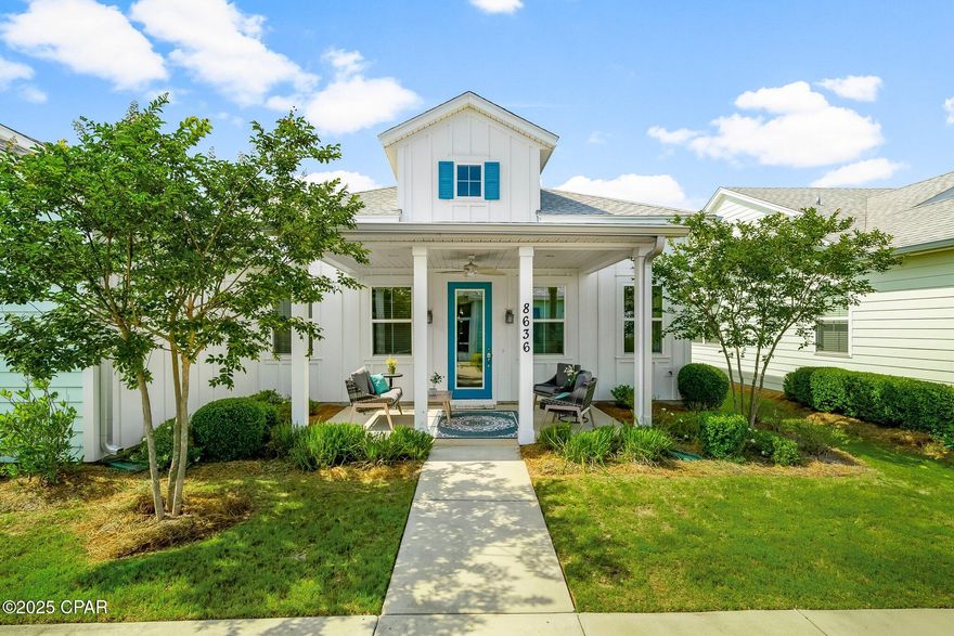 NEW PRICE!!!!! GREAT LOCATION AND FURNISHED Bamboo Cottage! Furnished Bamboo Cottage in Phase 2!  Welcome to your coastal retreat in this beautifully maintained Bamboo Cottage, ideally located in Phase 2 of the highly desirable Latitude Margaritaville Watersound community. Just a short walk to the lively Town Square and future commercial district, you'll be perfectly positioned to enjoy all the excitement and amenities this active lifestyle community has to offer—including live entertainment, a resort-style pool, on-site dining, and a fully equipped fitness center.

Used only a few months out of the year as a second home, this charming cottage is being sold fully furnished and thoughtfully decorated—ready for you to move right in and start enjoying the Latitude lifestyle. Ceramic tile graces the entryway and kitchen, while plush carpeting warms the bedrooms. The kitchen shines with natural light and features a coveted gas range, perfect for culinary enthusiasts seeking a touch of elegance. Windows are outfitted with Stylish faux wood blinds, offering both privacy and a clean, finished look throughout the home. The welcoming front porch, left open to capture the coastal breezes, is the perfect spot to sip your morning coffee or unwind after a day of fun in the sun. Plus, the HOA takes care of all landscaping, so you can spend more time relaxing and enjoying everything this vibrant community has to offer.

Whether you're relaxing at home or taking in the fun just around the corner, this home offers the perfect blend of comfort, convenience, and coastal charm.