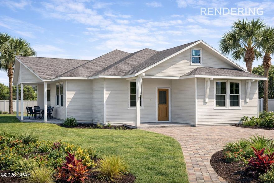 Brand new construction in Laguna Haven, a gated community located on the popular west end of Panama City Beach, offering excellent potential for both short-term and long-term rental income. This thoughtfully designed 3 bedroom, 2 bath home features modern finishes, energy-efficient construction, and low-maintenance living making it an ideal investment opportunity, second home, or excellent starter primary residence.
Interior highlights include Timber Ash porcelain wood-look plank flooring, Quartz Calacatta Oro countertops, recessed lighting, Delta plumbing fixtures, and double-pane Low-E energy-efficient windows providing abundant natural light. The home also features durable composition shingle roofing in Oyster Gray, fiberglass insulation, weather-stripped exterior doors, full landscaping with irrigation, and a brick paver driveway with ample parking (no garage).
Move-in ready and backed by a one-year builder warranty. Conveniently located near 30A, Pier Park, and just minutes away from the white sand beaches of Panama City Beach.