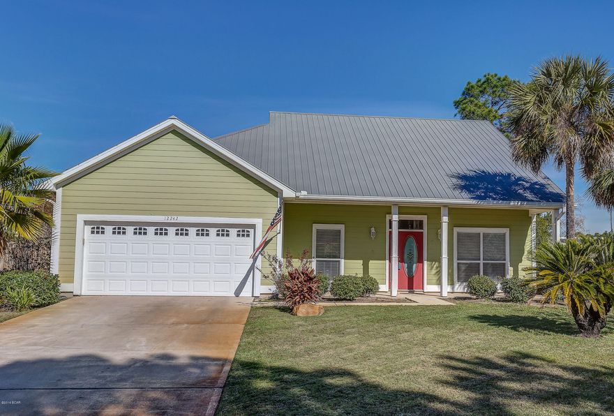 Very clean 3 bedroom 2 bath home located in Lyndell Plantation! Beautiful Salt chlorinated pool with a spa.  Home is move in ready with tile throughout the home, new water heater and updated fixtures. Features include split bedrooms, Open floor plan and a beautifully landscaped yard with a huge 14x16 Workshop with ramp in backyard. Home comes with all appliances in the kitchen, has a security system and a water softener. Tall vaulted ceilings, crown molding and a master with its own en suite.   Nice bright and airy feeling due to all the natural sunlight from lots of windows. Home is easy maintenance with a metal roof, hardie siding and sprinklers on a shallow well. Come view this home today, you could be enjoying tons of fun and entertainment in your awesome Home with a pool this summer!