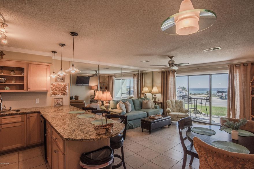 Beautifully updated, 1st floor condo with amazing Gulf views. Master bedroom equipped with large closet to accommodate longer visits, 1.5 baths, open kitchen/living area pan looking through large doors to the Gulf. Condo is equipped to sleep 6 people.