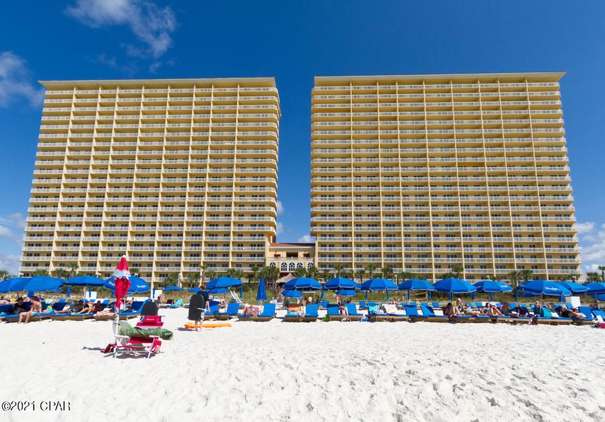 ** 1BR | 2BA + Bunk PENTHOUSE UNIT – Across from Pier Park**If you are looking for the perfect beach get-away look no further, you have found the ideal investment. This solid rental unit, which sleeps six comfortably, features tile throughout for easy maintenance, with carpet in the bedroom. The kitchen offers granite countertops, stainless steel appliances, tiled breakfast bar, and breathtaking views through the open living & dining area.  This Penthouse unit is being sold fully furnished, tastefully decorated, and rental ready.  Recent updates include: 2020-New Recliner, 2018 – New Water Heater, Air Conditioner, Washer/Dryer, Couch, Two TV's and TV Stand.  This unit comes complete with a coastal green air system with the Thermitron and dehumidifier, which is a must have for energy efficiency and money savings if you plan to rent! Calypso Beach Resort is a Caribbean style resort with two resort-style pools, a gulf-side tiki bar, fitness center, air-conditioned walkover, high speed elevators, gated garage parking, tropical landscaping, and onsite security. Calypso Towers is located in the most ideal location on the beach and within walking distance to bars, restaurants, entertainment, and the best shopping around. The resort has on-site seasonal beach service where you can rent beach chairs, jet skis, parasail, and all type of water activities. If you like to fish, the pier is next door where you can rent fishing equipment, or take your dog to the pet friendly section of the beach, which is to the immediate right of Calypso Towers. If this sounds like the investment you have been waiting for, call today to make an appointment before it is gone. Age, Sq.Ft., Dimensions, Schools, Tax, or any important information is just an estimate and must be verified by the buyer via professional or personal inspections.