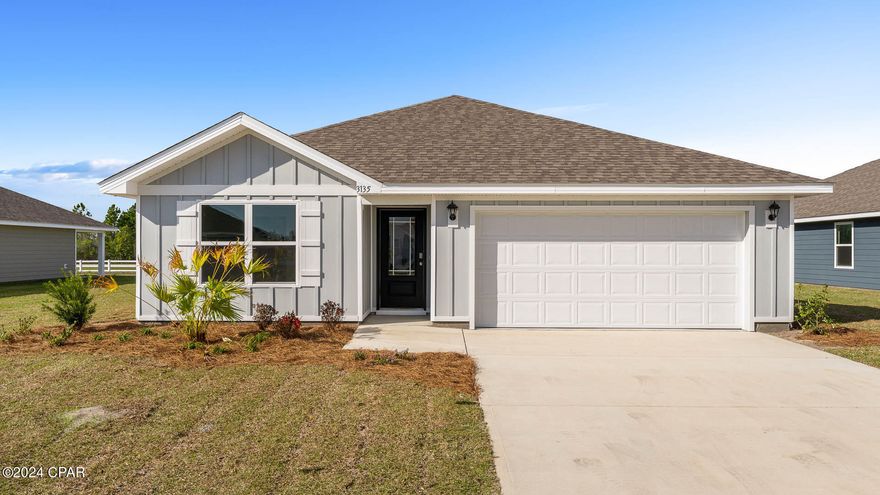 New Construction move in ready home in Hodges Bayou. This home is located at 3135 Rachel Place. The Aldridge is one of our one-story floorplans featured in our Hodges Bayou Plantation community in Southport, Florida. Featuring a front primary bedroom, 2 car garage, and open living room and kitchen, it is a cozy home designed for the first-time home buyer.

As you enter this 3 bedroom, 2 bath home, you will see 1,293 square feet of spacious, comfortable living. Inside you will see 8' ceilings throughout, engineered vinyl plank flooring throughout the main areas, and soft carpet in the bedrooms. Quartz countertops, white cabinetry and a spacious open living room and kitchen make this home perfect for having guests over. The kitchen has a center island that is perfect for serving kids or guests, a nice size walk-in pantry and the stainless-steel appliances include smooth top range, microwave, and dishwasher. Located right next to the dining area, this makes serving meals with ease. 
The primary bedroom has a spacious closet and bathroom with double sink vanity featuring quartz countertops and a shower. This home has been equipped with Smart Home Technology including a Qolsys touch panel that can be integrated to control your thermostat, lighting and even secure your home. Hodges Bayou is just a short drive to schools, restaurants, beaches, and all that Bay County has to offer. Public boat launch access at Ira Hutchinson Park is just 1.5 miles away. This landing allows for direct access to the North Bay waterway and outward to the Gulf of Mexico. You will also find Lynn Haven Bayou Park just minutes away, with a serene nature board walk, as well launch area for kayaks. Home and community information, association fees (if any), included features, terms, availability and amenities, are subject to change at any time without notice or obligation. Drawings, pictures, photographs, videos, square footages, floor plans, elevations, features, colors and sizes are for illustration purposes only and will vary from the homes as built. Landscaping and furnishings may be decorator items not included in the purchase price and may not be available.