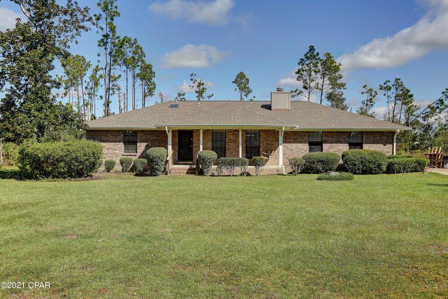 CURRENTLY UNDER CONTRACT - SELLER ACCEPTING BACK-UP OFFERS. This well kept, move-in ready brick home is located on 3.5 acres just minutes from Lynn Haven! The home features laminate and tile flooring in main areas, granite countertops in the kitchen and a wood burning brick fireplace. There is an air conditioned sunroom addition on back that adds an extra 187 square footage not included in the total sf of the house. There is so much opportunity for this property with plenty of space for  outbuildings, a pool, large garden or subdividing into more lots!



*All measurements are approximate. Please verify if import
