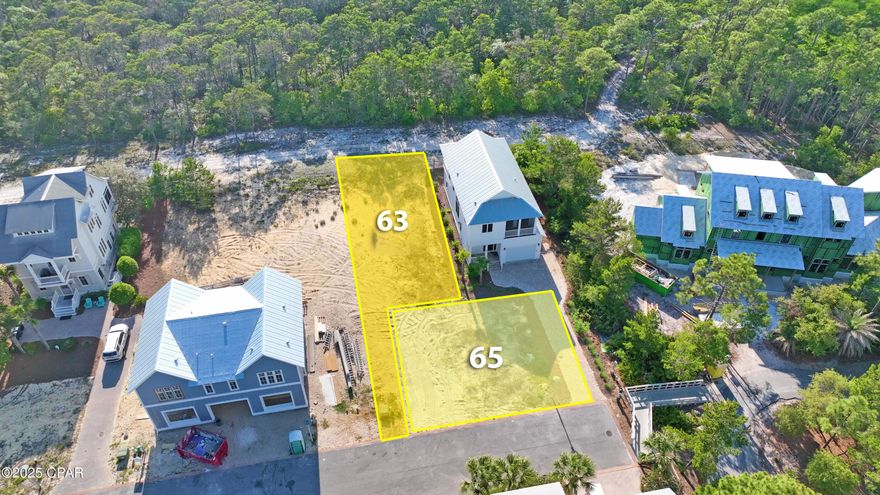 Tucked within the exclusive gated community of Cypress Dunes on the desirable west end of 30A, this unique offering backs directly onto the stunning Topsail Hill Preserve State Park, ensuring forever unobstructed views of nature and the Gulf. Enjoy peace, privacy, and panoramic ocean views with no possibility of future development behind you. Whether you build one grand estate or two separate homes, the flexibility is yours as the lots are situated together. Community highlights include: Resort-style infinity pool overlooking the Gulf of America, Tennis and Pickleball Courts, State-of-the-art fitness center, Clubhouse with full kitchen and event space. Just steps from nature, a short bike ride/walk to some of the best beaches, and close to the best 30A dining and shopping, this is a must-see opportunity for anyone looking to build in one of the most beautiful and secure communities on the coast. Price includes both lots-don't miss this rare investment or forever home opportunity! The unique feature of these two lots is there is a 15 FOOT SEPARATION between lot 63 and lot 64. All other homes have 10 feet in between. There is a 5 foot additional drainage easement for more space between homes!
