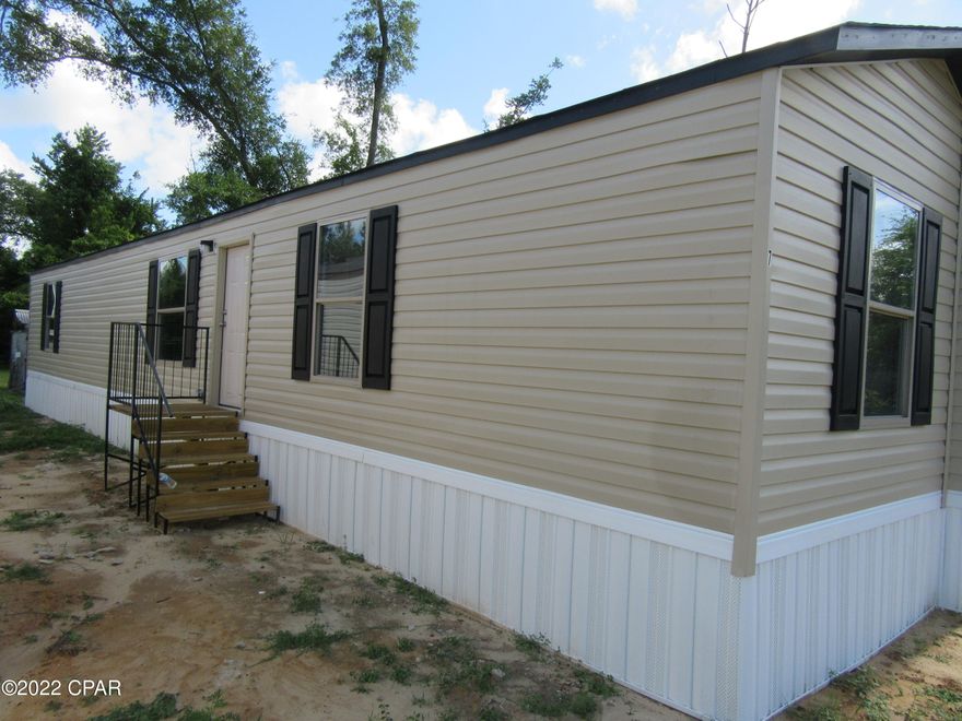 New 3-bedroom 2 bath mobile home Convenient to Tyndall AFB and Shopping. Central heat and Air, ceiling fans and washer and dryer hookups. All property sizes and ages are approximate, please measure and/or verify if important.

School assignments are subject to change, please check with Bay County for most accurate information.

Deposit is the same as the rent. Pets NOT Allowed!