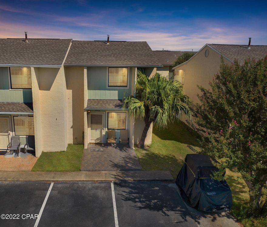 Wonderful opportunity to own this well maintained End unit townhome in the heart of PCB. Golf Cart Included! Welcome to Gulf Highlands Beach Resort. One of the most desirable complex known for it's amenities, close to the beach, higher ROI and low HOA fees. Fully Furnished and rental ready. New Hurricane Rated windows and a sleep number bed in the master. It is located across from one of the 11 community pools(5 heated) and a short 5 min walk to the Beach. Two assigned parking in front of the unit. Short Term Rental Allowed with projected rent of 45k+. HOA includes: 11 pools, shuffleboards, beach house/café, mini golf, exercise room, tennis courts, playground, WIFI, cable, pest control, termite bond, trash, ground keeping, This is the ONE! All info is believed to be correct but all parties must do their due diligence.