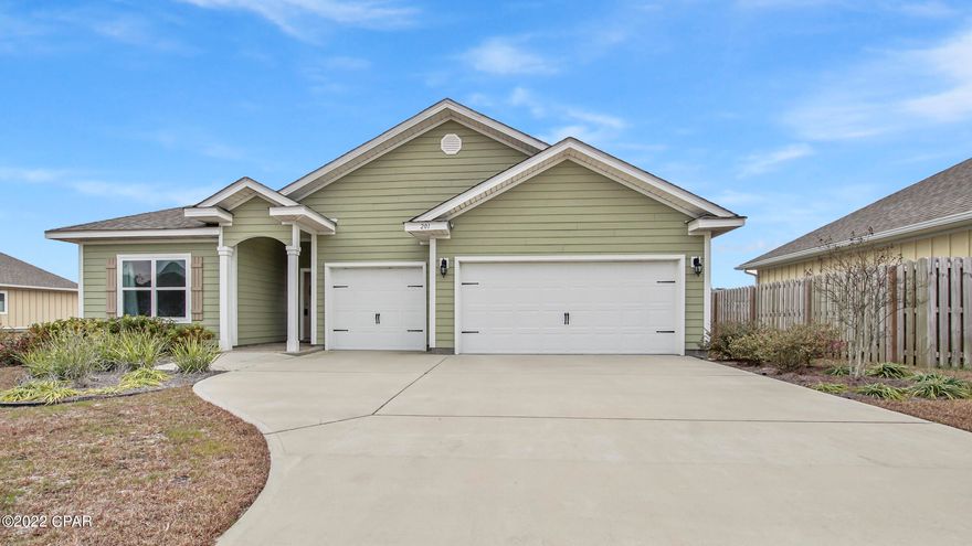 Minutes from Tyndall Air Force Base, this Contemporary style home offers 2800+/- ft.² with a lawn that's mow-able in 30 minutes, giving you more time to enjoy life and the beach. This inviting Camden floor plan offers 4 bedrooms, 3.5 baths and bonus room in the sought after Bridge Harbor subdivision. Large open kitchen with plenty of cabinets, breakfast bar, pantry, granite countertops, stainless steel appliances and beautiful backsplash. Dining room and eat in kitchen. Trey ceiling in living room and master bedroom. Soaking tub, separate shower, oversize walk in closet. Jack and Jill bedrooms. Custom built screened in back porch, tiled entryway, oversize driveway, sprinkler system, community pool w/bbq grill. Additional strip of land on north side maintained by HOA.