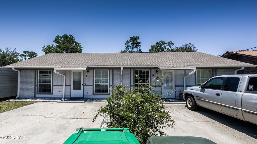 'CURRENTLY UNDER CONTRACT, SELLER WILL CONSIDER BACKUP OFFERS' 

Each side is a 2-bedroom 1 bath with unit B having fenced back yard, laundry room just off the kitchen. Unit A has a screen porch and unit B has a covered back porch. Seller has rented long term for 16 years including Water and Trash pickup, water included because of 1 water meter, seller recently connected to public sewer 2023 ($15,000). Unit A has had some recent updates with the screen porch, vinyl laminate flooring throughout, backsplash in kitchen area and both units have newer sliding doors. (2021) Complete exterior of building painted in 2021, new roof 2019. These can be rented short term. Previous owner of the Adjacent duplex rented for $1200 per week, Possible gross income at least $40,000.