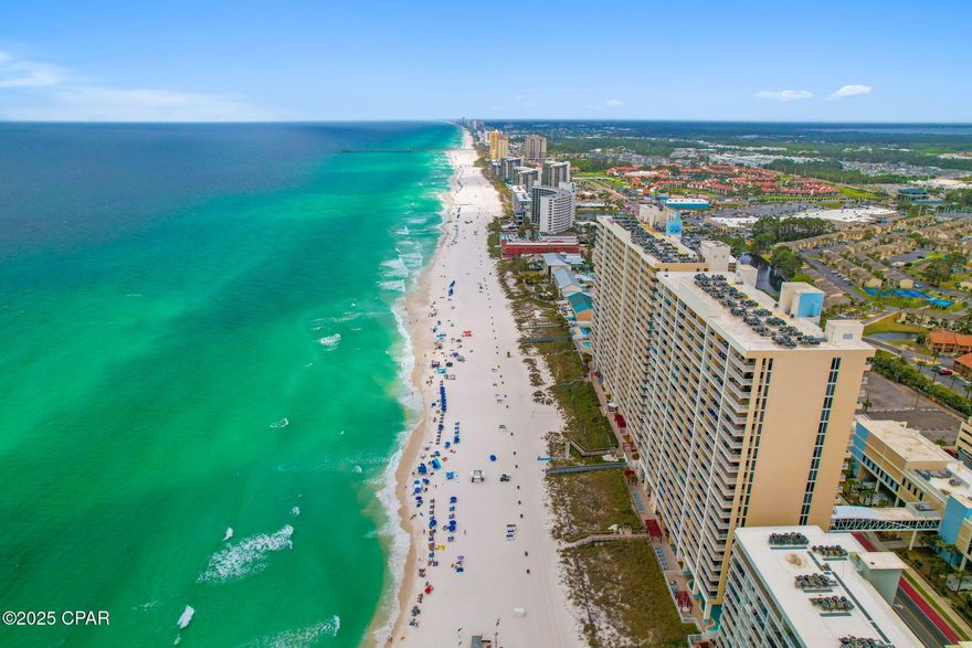 Experience the best of beachfront living at Majestic Beach Towers II in beautiful Panama City Beach. This impeccably maintained 2-bedroom, 2-bath Gulf-front condo offers 975 square feet of thoughtfully designed space with panoramic views of the emerald waters and sugar-white sands of the Gulf of Mexico. The open-concept layout features a bright and airy living area, a modern kitchen with stainless steel appliances, and seamless access to a private balcony—perfect for enjoying sunrise coffee, al fresco dining, or simply relaxing to the sound of the waves. Whether you're looking for a personal coastal retreat or a high-performing rental property, this unit delivers the ideal blend of luxury, comfort, and unbeatable location.