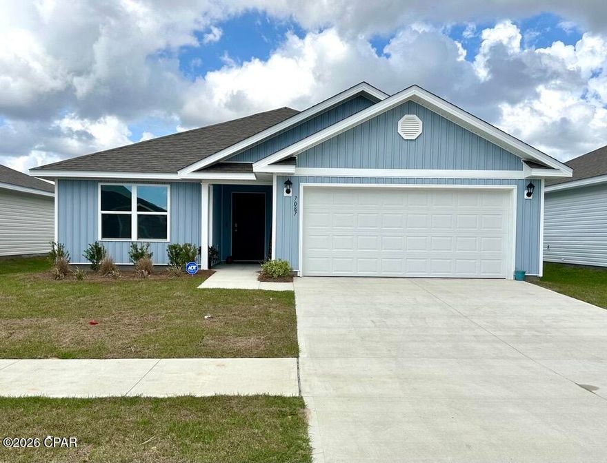 Welcome to the Lismore, a new home floor plan located at Liberty in Panama City, Florida. The Lismore is thoughtfully designed 3-bedroom, 2 bathroom, one-story home with 1.580 square feet of modern living. On the outside of your home, you will see durable vinyl siding, a spacious two-car garage with an opener and a fully sodded yard to the property lines. This home comes equipped with dimensional shingles with a limited lifetime warranty, electronic deadbolts on all exterior doors, weatherproof outlets, and hose bibs. Sidewalks line the neighborhood streets for you to enjoy the beautiful Florida weather at Liberty.

Inside you will see 8' ceilings throughout, engineered vinyl plank flooring throughout the home and carpet in the bedrooms. The front bedrooms, bathroom, and garage are close to the front door and welcome you into an open living room and kitchen, perfect for having guests over. Granite countertops, white cabinetry with soft-close are in the kitchen and bathrooms, and the kitchen island make hosting or serving dinner at the bar a breeze. Complete with a pantry, and stainless-steel appliances including smooth top range, microwave, and dishwasher means your kitchen is fully equipped. The living room has plenty of windows for natural lighting and leads right to the back door. Each bedroom comes with soft carpet floors and spacious closets.

The Primary Bedroom features a bathroom with a detached shower and double vanity with granite countertops. The walk-in closet is adjacent to the bathroom, meaning more space in your bedroom. As with all the homes in Liberty, your home is outfitted with the latest Smart Home technology allowing you to manage your home right from your phone, making your comfort easy and exceptional.

Our Liberty community features underground utilities making it less susceptible to damage from severe weather leading to fewer outages and more reliable service. Residents of Liberty can enjoy exclusive access to two amenity centers, complete with two pools, a children's splash pad, two playgrounds for endless fun, a well-equipped fitness center, two pickleball courts and a basketball court to name a few things.

Embrace the lifestyle you deserve where every detail is curated for your ultimate enjoyment. Come and see why the Lismore is the perfect new home for you. Contact us today to find your home at Liberty!