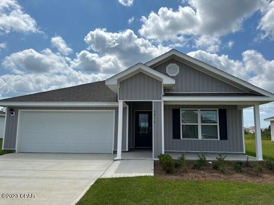 Liberty neighborhood is conveniently located in beautiful Panama City off of Star Avenue near 231. Located just 25 minutes from Tyndall Airforce Base, 20 minutes to hospitals, and less than 15 minutes to shopping, restaurants, and grocery stores you will be amazed at the convenience once you enter the winding entrance to this beautiful sanctuary. Liberty, D.R. Horton's premier new lifestyle community, offers a 7,500 square foot community center with full gym, wellness rooms and much more. Additionally, behind the community center is a water wonderland with resort style pool, splash pads, and an outdoor grilling kitchen with seating. Just when you thought it could not offer more, there are sidewalks, ponds, fountains, and conservation areas throughout this beautiful neighborhood full of nature. When you enter the Cali floorplan through the prairie door you will notice immediately the brightness of the entry hallway. This 4 bedroom 2 bath, 1830 square foot, home is an open floorplan with two bedrooms separated by a full bathroom at the front of the home and one bedroom across the entry hallway affording family and friends alike privacy when visiting. The large kitchen island overlooks the dining room and living room allowing all to be together or doing individual tasks in each area. The main areas of the home as well as the bathrooms and laundry have beautiful luxury vinyl plank while the bedrooms offer plush carpeting. The spacious primary bedroom leads to the large bathroom featuring a soaker tub, large shower, water closet, and a massive closet. This home is situated on beautiful lot backing to the conservation area and a gorgeous pond. This home comes with the front, sides, and backyard sodded.