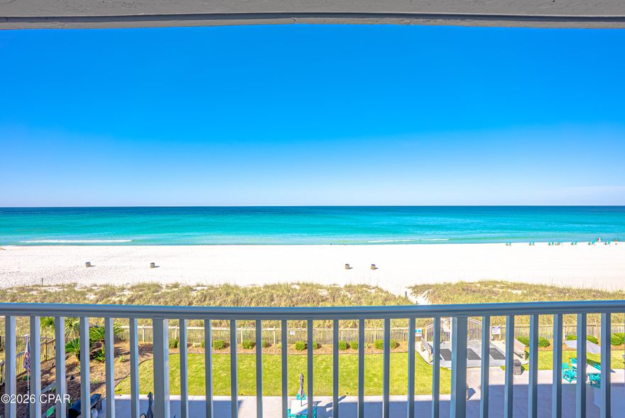 Positioned directly on the Gulf in the low-density community of Mariner West, this beautifully maintained 1-bedroom, 2-bath residence offers the ideal blend of coastal charm, functionality, and income potential. Step inside to a light-filled living space where expansive windows showcase sweeping views of the sugar-white sands and emerald waters of the Gulf of Mexico. The open-concept layout flows effortlessly to your private Gulf-front balcony, perfect for morning coffee, evening cocktails, and unforgettable sunset views.

Designed with both comfort and durability in mind, the interior features tile flooring throughout, including wood-look tile in the main living areas and bedroom for a clean, coastal aesthetic. The kitchen is thoughtfully updated with granite countertops, a stylish tile backsplash, crisp white shaker cabinetry, and modern appliances, creating a turnkey space for personal use or short-term rental success.

The flexible floor plan, with two full bathrooms, enhances guest convenience and maximizes rental appeal. At Mariner West, you can enjoy a relaxed, resort-style setting with a Gulf-front pool, tennis court, and direct beach access, all within a quieter, low-density environment.

Whether you're seeking a strong-performing vacation rental, second home, or beachfront retreat, Unit 408 presents a great opportunity to own in one of Panama City Beach's most consistently desirable low-rise Gulf-front communities.