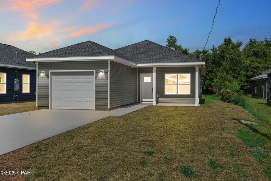 When shopping for a home, what's important to you? Does location, price, and proximity to the beach play a factor? Well, this house checks all the boxes. Conveniently located right off 15th street near all your favorite  grocery and shopping spots like Walmart, Target, and Publix, it's just 20 minutes from the beach and less than 35 minutes from the airport making it easy to get to work, run errands, and enjoy the Florida lifestyle.

After a house checks all the boxes, what's the next most important thing? For most buyers, it's the money especially the down payment. With this new construction, take advantage of the 1% down payment program available that's just $2,900 down on a brand-new house!

This thoughtfully design Craftsman-inspired ranch offers an open concept 3 bedrooms, 2 bathrooms, with a 1-car garage, giving you the perfect balance of comfort and functionality. Enjoy relaxing on your covered front porch or hosting friends on the back patio all in an established neighborhood close to schools, shopping, dining, and medical centers.

Why settle for ordinary when you can have a brand-new home in a prime Panama City location with an unbeatable low down payment? Schedule your showing today this move in ready opportunity won't last long!