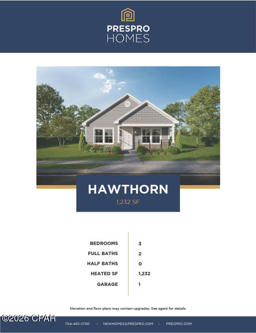 Welcome to the ''Hawthorn'' floor plan! This beautiful 3 bedroom/ 2 bathroom NEW construction home is conveniently located in NO HOA. Interior features to include 9 ft. ceilings and luxury vinyl plank flooring throughout; Inside you will find a spacious open concept living room overlooking the kitchen. Kitchen features an island with breakfast bar, stainless steel appliances, and eat-in dining area. Situated off the living room sits full guest bathroom featuring shaker style cabinetry and tub/shower combo; and Two secondary bedrooms. Master bedroom and en suite feature double vanities, tub/shower combo, and walk-in closet. Call to schedule your private showing today! All Measurements approx. buyer to verify if important