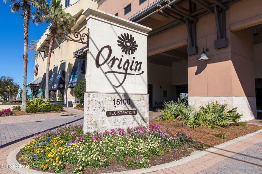 One step in to this design inspired condo and you will be in love! Right when you walk in you are greeted with stunning views of the Emerald green waters of the Gulf of Mexico! Thoughtfully designed from head to toe, you need to only bring your swimsuit! This lovely condo is located in the heart of Panama City Beach and only 1 mile from The famous Pier Park and one of the most attractive buildings on the beach- Origin at Seahaven! This is the only 1 bedroom floor-plan to feature 1.5 baths, and direct Gulf views! You'll love the large king master with walk-in closet with private en suite, writing desk and seating area! Step out to the newly painted balcony and enjoy brand new comfy patio furniture! From the kitchen enjoy more Gulf views while you prepare a refreshing drink! This condo features granite breakfast bar, two sleeper sofas, washer and dryer closet, dishwasher, quality cabinetry with ample storage, and a bonus closet that can be converted to a bunk area! Coming fully furnished with custom drapes and everything you see here, this beauty comes turn key! Enjoy covered parking and year-round living at Origin with interior heated/cooled hallways, a stunning Grand Pool Terrace with zero entry pool, hot tub, gym w/views, and in-season convenience store featuring everything you need right at your fingertips! Condo complex also has a 25 person theater & game room for the kids! Walking distance to waterfront dining and entertainment! Come see today!