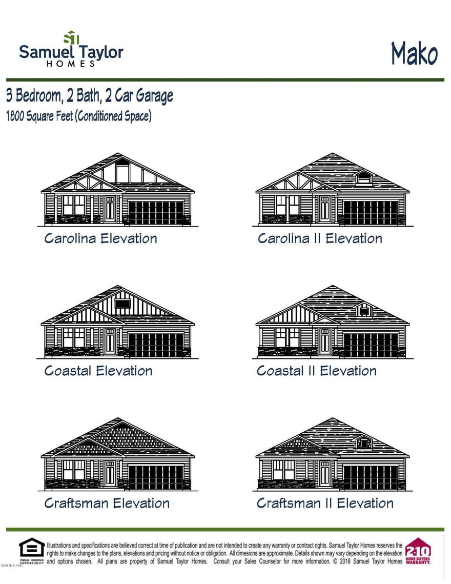 *This home features the Mako floor plan with the Coastal Elevation 1800 sq ft, 3 bedrooms and 3 baths as well as a 2 car garage. Excellent opportunity to be in the hottest community on the Beach. WALK TO SCHOOL! Top rated Breakfast Point Academy next to the entrance of this lovely master planned community. LOCATION! Groceries, dining and shopping all within a golf cart drive & only 5 miles from Pier Park. Samuel Taylor homes are truly one of the best constructed homes in Bay County. We build our homes with 2x6 exterior studs vs other builders using 2x4's. Not only is it a stronger home, but this also allows us to put R-19 in the walls instead of R-13.  We also use R-38 in our ceilings vs R-30 like most builders. We insulate most of the interior walls to make a very quiet home. SS appliance package is standard along with brushed nickel faucets, security system, 8 ft. doors throughout, granite counters in kitchen and baths, raised vanities with under mounted porcelain sinks, oversized tiles, upgraded carpet with 8 lb. padding and much more. A craftsman style trim package adds to the character and uniqueness of our homes.
