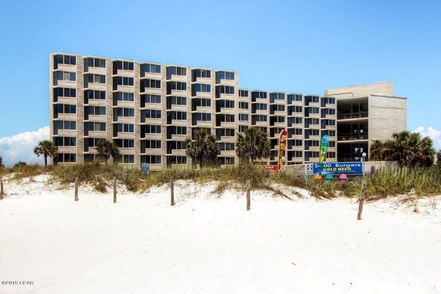 Rare opportunity to purchase a 2nd floor condo featuring an unobstructed view of the beautiful beach and emerald green waters of the Gulf of Mexico.  This unit features new HVAC, water heater, plumbing, full size fridge, new mattresses, dining furniture, flat screen TV and everything you need to move in.  Property has a well established rental program that stays booked most of the year.  There is a full size pool and a kiddie pool, pool side grills to grill the fresh catch of the day or several great restaurants steps away.  The whole common area is very well maintained.  View the unforgettable sunsets from the upper deck beside the pool.  Come see what your missing.  Call your favorite Realtor today!