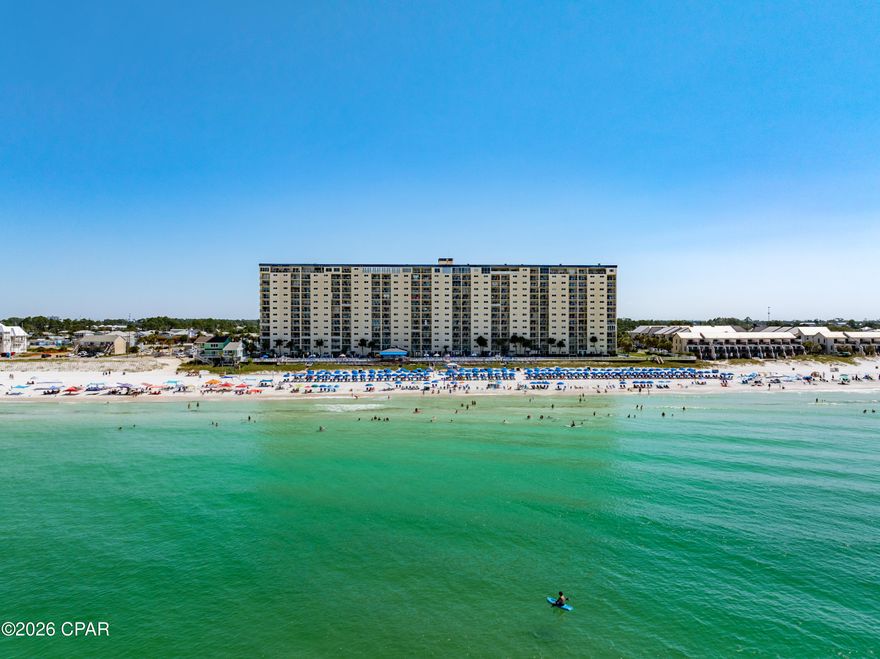 PENTHOUSE ALERT!  3 king size bedrooms with plenty of space to add a 4th!  2 GULF FRONT bedrooms and one bedroom with lagoon views. Extra Large living area and expansive balcony overlooking the emerald coast. Large dining room could easily be converted into 4th bedroom or bunk room to maximize occupancy. Also space to add a 3rd bathroom off of master bath. Beautiful as it is, perfect for a second home or primary residence. Rental income potential $125,000+ more with 4th bedroom added. Experienced contractor ready to go with scope of work for these updates if desired. Master bedroom has its own private balcony/sunroom. 
Regency Towers' fantastic amenities include two olympic size pools- one heated year round, a full service poolside bar & grill, indoor hot tub, kiddie pool, outdoor showers, exercise facility, billiards room, multiple picnic areas with grills, large community room, and plenty of engaging in house activities are offered year round! 
Located just minutes from St. Andrews state park, multiple boat launches, arcades, Go kart tracks, golf cart/scooter rental, bike rental, mini golf, amusement rides, Shipwreck Island Waterpark, restaurants, clothing boutiques, jet ski/boat rental, Top Golf, Dolly Parton's Dinner Theater, Tootsie's Orchid Lounge and engaging Nightlife!!! All this & more at the World's Most Beautiful Beach!