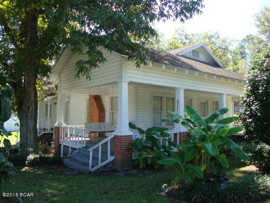 Charming Older Southern Style 3 Bedroom 2 Bath Frame home on large corner lot in small town of Bonifay. Nice size kitchen and separate formal dining room. High ceilings. Spacious Rooms. Lots of Storage.  Central Heat and Air. Painted hardwood floors. Nice wrap on 2 sides porch. Paved street.  Shingle roof will need replacing soon.  Being sold ''AS IS''.  Conveniently located and only a short distance to Panama City Beach, Florida and Dothan, Alabama.  This home has a lot of character and is a must see to appreciate.