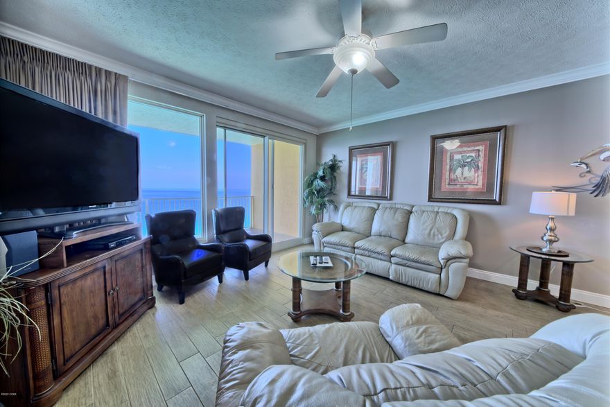 This unit is on the much desired East side 20th floor. This complex has perhaps the best view on the beach. Because of the orientation of the complex you can see the entire beach from your balcony. The unit has many upgrades. The complex is well managed with some of the lowest HOA fees on the beach. In walking distance to fine restaurants and beach clubs. The unit is also near the St Andrews State Park. All information is believed to be correct but should be verified by the Buyer.