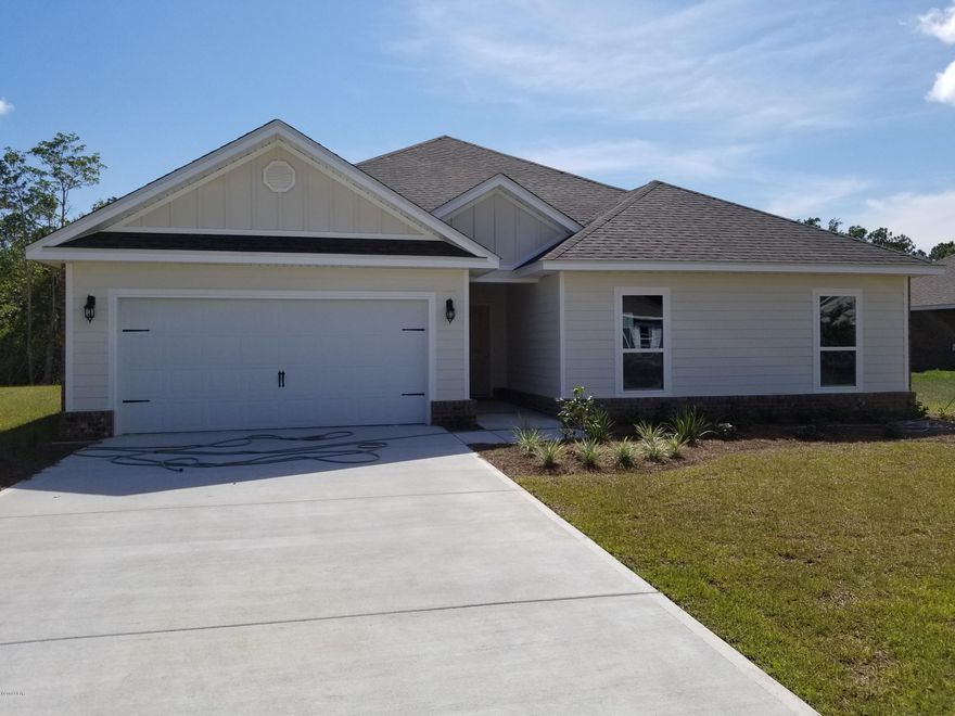 Victoria Floor Plan. Single story new construction. Brick home. 4 bedroom. 2.5 baths. Granite counters, tray ceilings, pantry. Covered patio off kitchen dining area. Fanning Bayou is a natural and secluded setting surrounded by conservational habitat, yet within close proximity to shopping, dining, and the new Panama City International Airport. The neighborhood has a gorgeous pool house complete with a 5,000 sf pool, open and shaded lounge areas, entertainment pavilion and green space.. For Move-In/Completion Estimates: Ready dates are estimates only. Pictures may be of similar, but not necessarily of subject property, including exterior and interior colors.