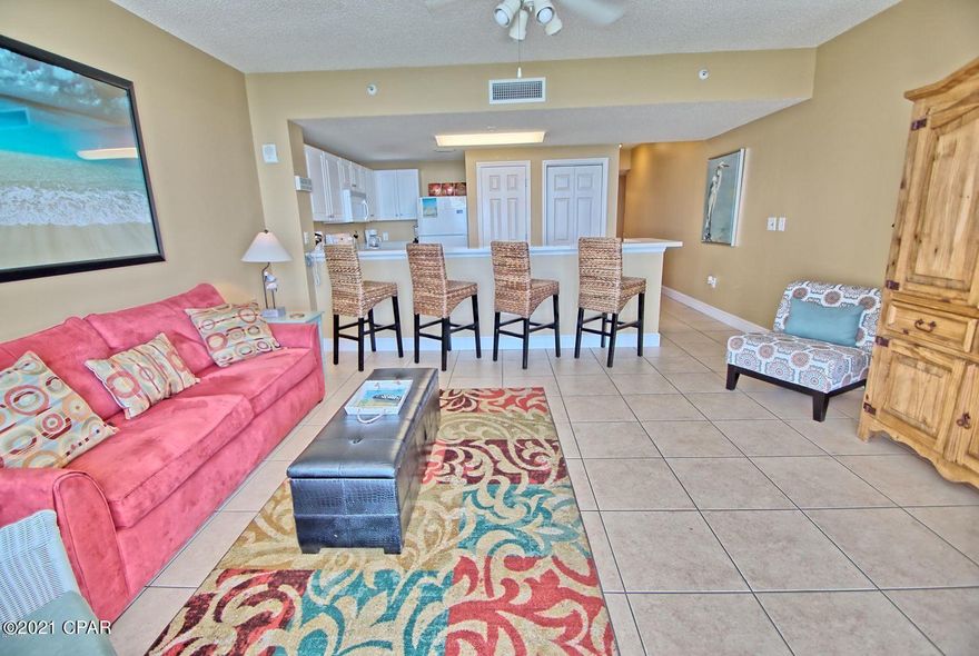 Gulf-Front and right on the water at Majestic Beach Resort. New 2019: AC and Furnace with Nexia WiFi touchscreen thermostat. Auto shut off of HVAC when balcony door opens. Located on the 17th Floor with endless coastal views. Private balcony offers Gulf breezes, sounds of the surf, sunsets! This popular floor plan features a master bedroom with it's own bathroom and a guest room with access to the guest bath. You will find many updates throughout. This spacious 2-Bed Condo is furnished and ready to earn rental income! Majestic is Pet Friendly for owners and offers some of the best amenities on the beach. Enjoy Indoor & Outdoor Pools, Hot Tubs, Children & Kiddie Pools. Poolside Bar & Grill, Internet Cafe & Market. Fitness Center with Steam, Sauna, Massage. Movie Theater, Owners Lounge.