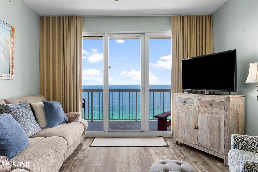 Experience true beachfront living in Seychelles Unit 2105. This beautifully appointed Gulf-front condo features a spacious primary bedroom overlooking the emerald waters of the Gulf of Mexico aka Gulf of America! Wake up to breathtaking sunrises and the sound of the waves. There is a Bunk Room that is used as a 2nd bedroom with 2 twin beds. Enjoy the coastal breeze from your 25 foot covered oversized balcony, perfect for relaxing or entertaining. This unit offers stunning gulf front views from the main living area, dining, kitchen and the master bedroom. Enjoy the gulf views from the fully equipped kitchen with a breakfast bar, all appliances and a pantry. This well-maintained resort in the heart of it all features two swimming pools, hot tub, fitness center, a covered parking garage and direct beach access to the World's most beautiful beaches and the Emerald blue green Gulf waters!!!! Enjoy your vacations here and also take advantage of the turnkey  rental-ready unit with a track record of repeat customers. 
Located in the heart of Bay County on the World's Most Beautiful Beaches! You may want to visit St. Andrews State Park with approximately 1000 acres of pristine beaches and nature. You can walk, bike, or drive to this amazing State Park.
Take advantage of the gulf front views while dining from the famous Schooners located right next door!!!! Schooners is a Panama City Beach favorite and known as ''The best local Beach Club'' with great food & fun!
 Did I mention there are numerous marinas and plenty of boating opportunities just around the corner on Grand Lagoon with access to the Gulf of Mexico???  You will be amazed at this location and all it has to offer.....!!!!