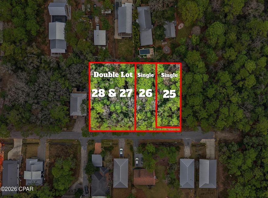 ONE OF THE FASTEST GROWING AREAS IN WALTON COUNTY - POINT WASHINGTON/MAGNOLIA BEACH.

All 4 lots for $359,995.

DEVELOPERS AND BUILDERS DREAM!
Buy one double lot (lots 27 and 28) 100 feet x 150 feet and two single lots.
Lot 26 (single lot) 50 feet x 150 feet.
Lot 25 (single lot) 50 feet x 150 feet.
All 3 lots combined are 200 feet x 150 feet or 0.69 acres.

The lots can be sold separately.
Double lot 27/28 for $199,000
Lot 26 for $99,000
Lot 25 for $99,000
Or, all 3 combined for a discount of $359,995.