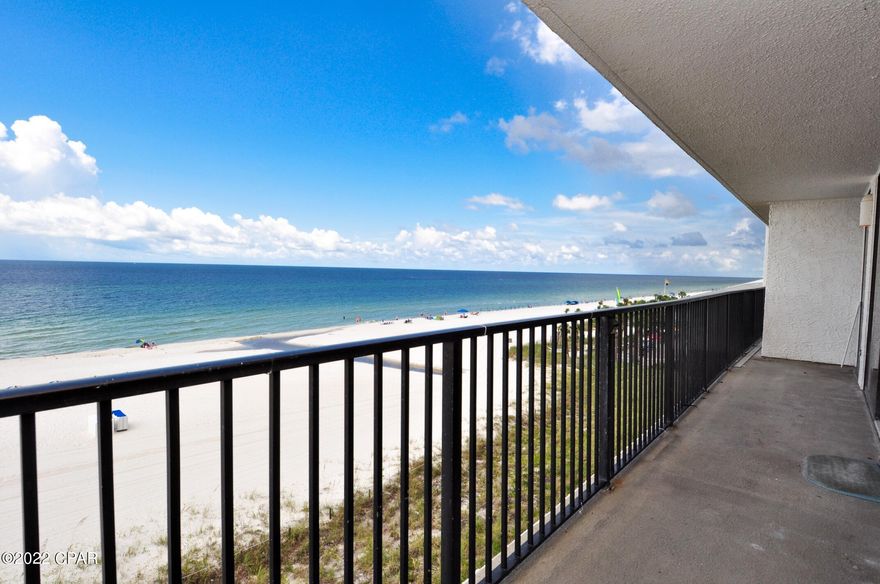 CURRENTLY UNDER CONTRACT, SELLER WILL CONSIDER BACKUP OFFERS - There is no view on the beach quite like this. There's 60 feet of glass and both Masters face the water!  Imagine waking up and seeing the Gulf of Mexico every day!  This is a 4th floor unit on the west side so the sunsets will be amazing and you can watch from EVERY room.  The unit has all tile flooring, walk-in closets in both bedrooms, laundry room, and a private balcony.  The interior has been freshly painted and deep-cleaned so it's move-in ready.  Seachase has a gulf-front pool and you're convenient to grocery stores, Pier Park, and so much more!  All info is approx and must be verified by Buyers if important.