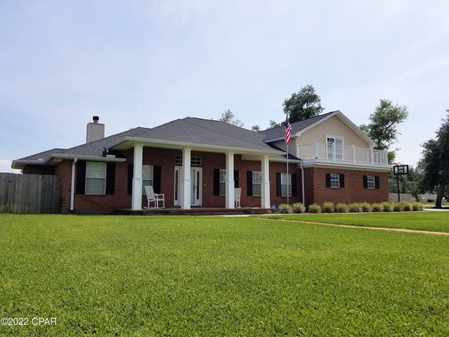 Located in the sought-after, golf cart friendly area of College Point, this charming 3,114 sf house sits on a double .936 acre lot. The open plan includes 4 beds (split layout, with 1 extra-large upstairs bed/rec room), 2.5 baths, eat in kitchen (natural gas, dbl ovens, 10 x 4 ft island), 10' ceilings, formal dining, oversize laundry, built ins, wood fireplace, double garage w/ sink, 12 x 20 ft shed, privacy fenced back yard, irrigated landscape, raised garden beds, and pool! The master's french doors lead to the relaxing covered garden area and a yard of mature oaks and sparkling inground pool. The upstairs deck overlooks pecan, citrus, and apple trees, w/ water views and amazing sunsets. Salt/Fresh water ramps within 10/15 mins. This house is ready to be your ''Home Sweet Home!'' Out back, enjoy the covered porch or garden sitting area off of the master, or relaxing in the shade of mature oaks by the sparkling inground pool. Out front, enjoy looking at the front yard's pecan, citrus, and apple trees, or the water views and amazing sunset colors over Beatty Bayou from the upstairs balcony or front porch.  This north facing house sits across the street from the water on the .7 mile loop of Pierson Drive and is minutes to the neighborhood waterfront park at the end of Harvard. For boaters, salt water ramp access is within 10 minutes, and the freshwater of Deer Point Lake is within 15 minutes. The home has great storage and also includes a 12 x 20 ft storage shed. Zoned for wonderful local schools and centrally located to Panama City's charter schools, this house is truly ready to be your ''Home Sweet Home!"