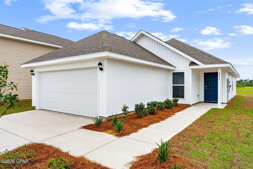 The Celeste floor plan is a 3-bedroom, 2 bathroom, 1,427 square feet open concept home. As you enter, you will notice the living room as the focal point of the home as it opens to the kitchen, hallway, and primary bedroom.

The main areas are made with beautiful EVP flooring and carpet in the bedrooms. The kitchen has quartz countertops and shiny stainless-steel appliances including a stove, microwave, and dishwasher. The bathroom also has quartz countertops and EVP flooring, and the primary bathroom features a double vanity while the guest bathroom features a single vanity. Like all homes in Park Place, the Celeste includes a Home is Connected smart home technology package which allows you to control your home with your smart device while near or away.

On the outside you will see durable vinyl siding and the spacious 2 car garage. Each home has dimensional shingles with a 30-year warranty. Each yard is fully sodded and has plenty of room to enjoy activities with your family or friends. Our Park Place community features underground utilities making it less susceptible to damage from severe weather leading to fewer outages and more reliable service. Residents of Park Place can enjoy exclusive access an amenity center complete with a pool and playground for all to enjoy.

Whatever home you're looking for, you will find one at Park Place. Stop by the model home or schedule a tour online today!