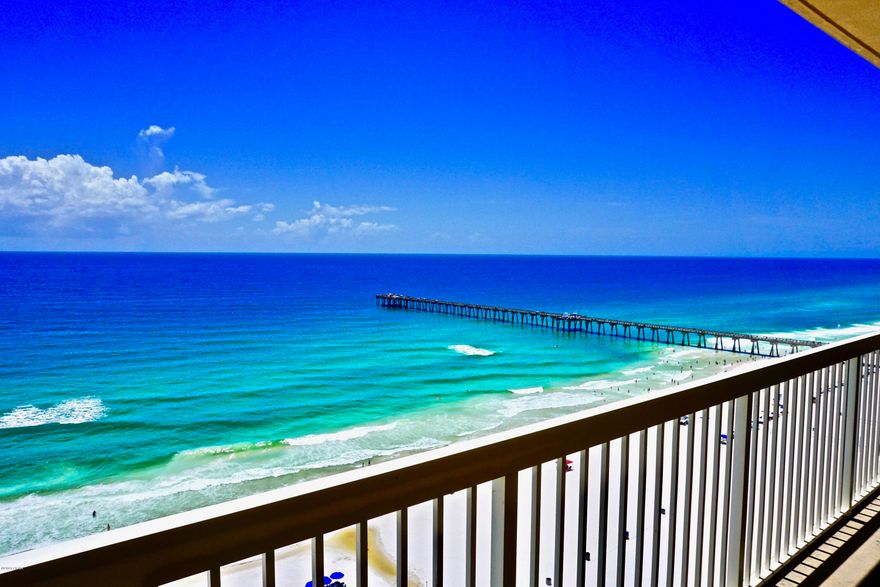 Beautiful gulf front condo at Calypso Towers with two bedrooms PLUS a bunk room to sleep eight comfortably. Master bedroom opens onto the spacious balcony for viewing incredible sunsets from the West Tower. Elegant furnshings, tile flooring throughout and stainless steel kitchen appliances. Great vacation rental with consistent income or perfect as a second home or getaway. Within walking distrance to Pier Park for entertainment, dining, shopping and more! Calypso resort features fabulous amenities with pools, a gulf side Tiki bar, and a fitness center. Sold fully furnished! **Full Video under Photos Section**