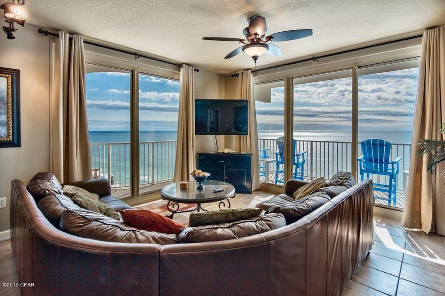 This is THE MOST POPULAR FLOORPLAN in SHORES OF PANAMA.  This is the true gulf-front condo, with a wrap around balcony that has views to the pool as well as almost 180 degrees of the beach.  INCLUDES A DEDICATED 8TH FLOOR PARKING SPACE.  (Parking Space #834)   Beautifully decorated and rental ready.  RENTAL MACHINE - OVER $50,000 PER YEAR in rental revenue.  This style doesn't come on the market very often.  Super popular style for owners and renters alike.  Make sure that you come and see this condo.