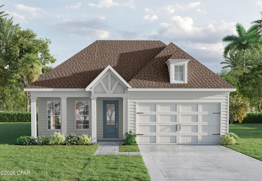 King's Landing, an exclusive new community of 39 single-family homes nestled in the desirable King's Point area of Lynn Haven's Pretty Bayou.  The stunning Stewart A plan offers 1,959 square feet of thoughtfully designed single-story living with 3 bedrooms, 2 baths and a 2 car garage. The open-concept layout seamlessly connects the modern kitchen, dining area and family room, perfect for entertaining and everyday living.  The kitchen features contemporary finishes and an island that serves as the heart of the home. The spacious owner's suite provides a private retreat with a walk-in closet and ensuite bath complete with a double vanity, shower and separate water closet.  Two additional bedrooms and a full bath provide comfortable accommodations for family and guests, while the single-story design offers effortless accessibility and low maintenance living.  
Residents will enjoy access to the community pool and cabana, perfect for relaxing and socializing with neighbors. King's Landing combines comfortable coastal living with convenient access to the water, local shopping, dining and recreation. Experience the quality craftsmanship and attention to detail that Traton Homes has delivered for 55 years.