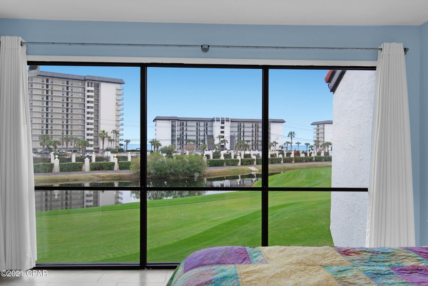 Spectacular views of the Gulf and golf course from your living room, kitchen, & master bedroom.  Renovated and ready for a new owner.  This end unit on the second floor is a non-rental and has been a great 2nd home for the owners.A/C  replaced in 2019, stainless steel and black appliances, flat coated ceilings, new commodes, new roof in 2020, solid surface counter tops, new kitchen cabinets w/some sliding drawers, new showers in 2 baths, crown molding.  This unit is very open, bright and the views are to die for!!!  Some quilts and personal photos, wooden rocker in living room does not remain.