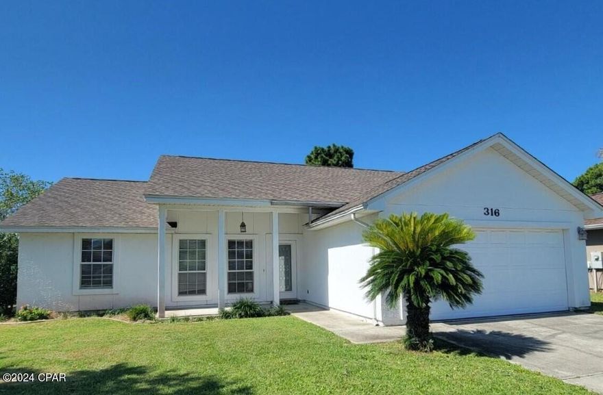 Welcome to Hidden Pines Subdivision located on Panama City Beach, FL . This home is a 3 bedroom, 2 bathroom, with a two car garage. This home has split bedroom floorplan with plank flooring throughout the home, and tile in the wet areas. The kitchen is equipped with Stainless steel Appliances- microwave, range, dishwasher, and refrigerator. Also the laundry room comes equipped with washer & dryer. Master bedroom features tray ceiling, private full bath, and walk-in closet. Privacy fenced backyard & sprinkler system. This home is conveniently located close to the Navy station on PCB, just 5 minutes to the gate. Also in close proximity of the beaches, shopping, golf, fishing restaurants, schools, and much more.