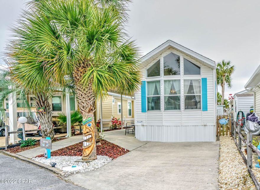 CURRENTLY UNDER CONTRACT, SELLER ACCEPTING BACKUP OFFERS. Check out this beautiful home in Venture Out! This one bedroom is very spacious and includes all the furnishings making moving in so easy!  The living room is spacious, light and airy. Nice size bedroom and bathroom. You will love the covered porch, it's great for relaxing after a long day at the beach. Perfect for your second home or investment property! Venture Out offers BOTH beach and bay access! The resort has 2 pools, tennis, golf, shuffleboard, playground, basketball, fishing pier, boat dock with slips & boat ramp. Venture Out is a golf cart community that has exploded in popularity within the last few years. A gated, pet friendly community that's great for full time residency or just to vacation. 24-hour security & more!