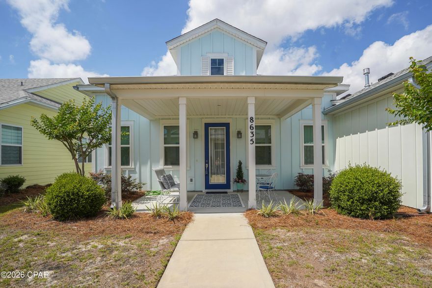 Welcome to your own slice of paradise in Latitude Margaritaville Watersound Phase 2! Ideally situated in a prime location just moments from the community amenities, this beautifully upgraded and completely furnished Bamboo Cottage is truly turnkey -- simply bring your clothes and start enjoying the ultimate permanent vacation lifestyle.

This thoughtfully designed cottage features numerous upgrades throughout, including quartz countertops in the kitchen and both bathrooms, upgraded soft-close cabinetry, glass-front cabinet doors, pull-out shelving, and stainless steel appliances. The kitchen is fully stocked with dishes, cookware, and kitchen essentials, making move-in effortless.

The open-concept living space is enhanced with upgraded lighting and ceiling fans throughout, while TVs in the great room and both bedrooms provide comfort and convenience. Both bedrooms are furnished with king-size beds, and all window treatments and linens are included.

The spacious primary suite offers a beautifully upgraded bath with tiled glass-enclosed shower and linen closet. The guest bath features a tub/shower combination with tile upgrades. The laundry room includes a washer and dryer along with additional storage cabinetry.

Outside, enjoy relaxing on the inviting front porch complete with a table, chairs, and loveseat -- perfect for morning coffee or evening cocktails. The oversized 2-car garage features an epoxy-coated floor, storage shelving, and included beach gear.

This exceptional home offers the perfect blend of luxury, comfort, and convenience in one of the area's most desirable active adult communities. Move right in and start living the Margaritaville lifestyle today! Latitude Margaritaville is located just 7 miles from the stunning white sand beaches of the emerald gulf coast. Residents enjoy resort style living with a state of the art fitness center, pickle ball courts ,lagoon style paradise pool, on site dining ,live entertainment and a full calendar of events and social activities. HOA includes all landscaping and use of the amenities giving you a truly carefree lifestyle!!
