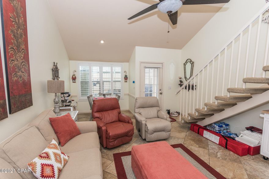 MUST SEE!  This Beautiful 2BR/2BA is only 500 steps to the sandy white beaches of Panama City!  This condo is in excellent condition and has not been used as a rental.  It boasts gorgeous Hunter Douglas Blinds, freshly painted, new roof, new windows, and furniture is like new.  This family oriented community has so much to offer and includes; 4 swimming pools, hot tub, 18-hole mini golf, basketball, tennis, shuffle board, and more!! *Measurements & info. to be verified by buyer*